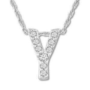 18kt White Gold Plated Letter Y Comes With 18" Chain